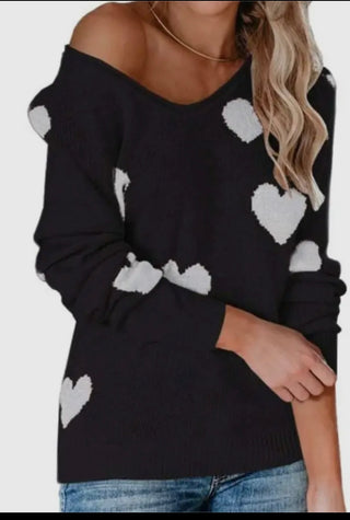 Valentines Day Loose Vneck knit sweater