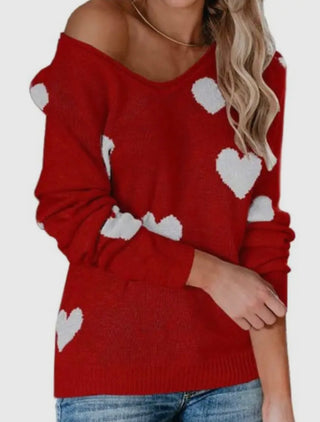 Valentines Day Loose Vneck knit sweater