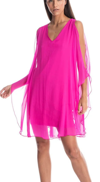 Bright pink chiffon dress