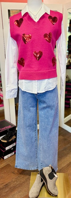 CharlieB Wide Rhinestone White Pants