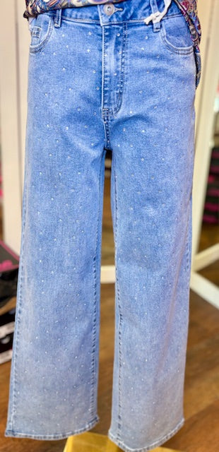 CharlieB cropped Rhinestone jean