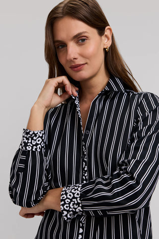Charlie Black Animal print border Blouse