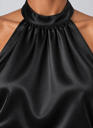 Elan Black Satin Halter top