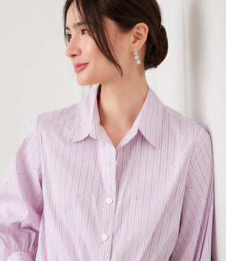 Karen Kane Stripe Tie Front Pink