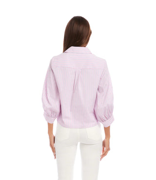 Karen Kane Stripe Tie Front Pink
