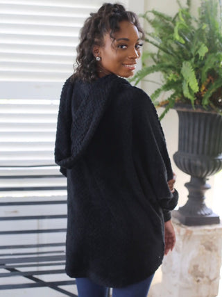 Black Hooded Cardigan