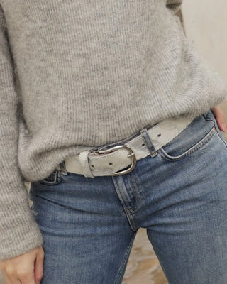 AH Silver Calf Hair Belt