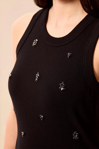 Tribal Embellished Tank Black
