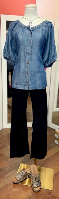 Ivy Jane Peasant Chambray Top Indigo