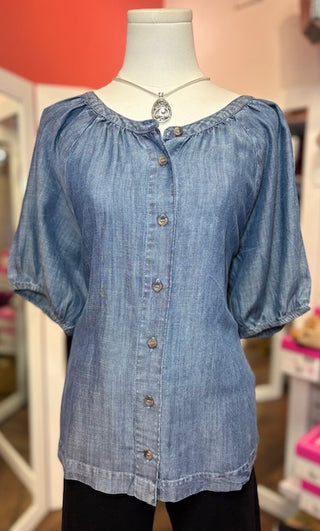 Ivy Jane Peasant Chambray Top Indigo