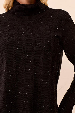 Tribal Cable Stitch Black Sweater
