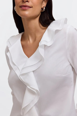 Foxcroft Shantel Ruffle Top White