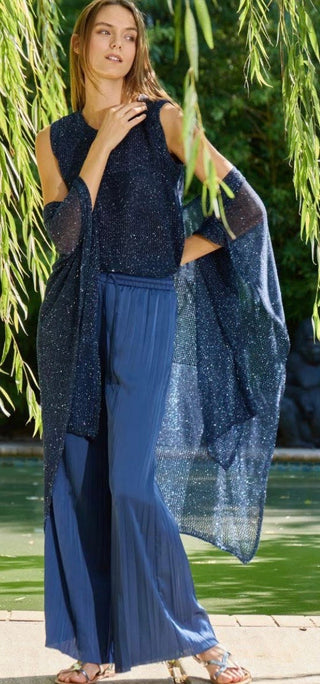 Lysse Riva Capri Blue Sequin Shrug