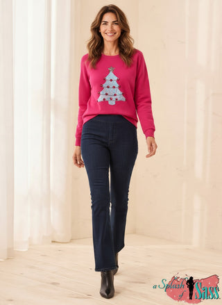Christmas Hot Pink Sequin Tree Sweatshirt