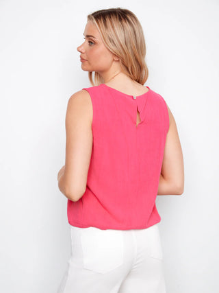 Charlie B Sleeveless Drawstring Fushcia