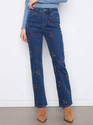 Charlie B Embroidered Floral Jean