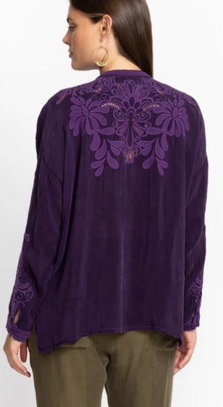 Johnny Was Elida deep purple blouse