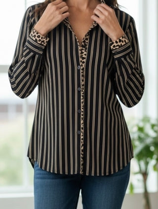 Foxcroft Charlie Black Animal print border Blouse