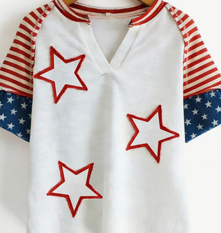 Star Detail flag inspired short sleeve top