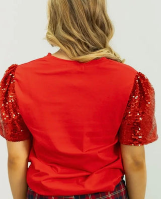 Christmas Tree sparkle sleeve top