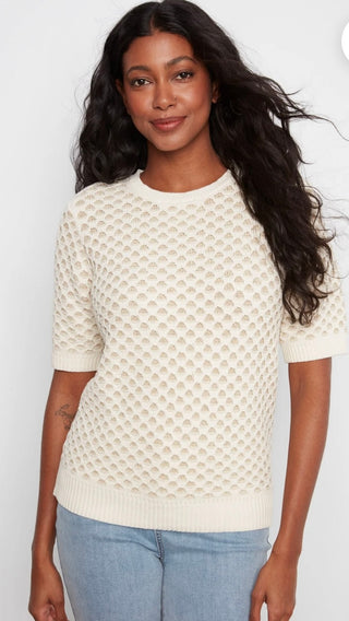 CharlieB Ecru short sleeve sweater