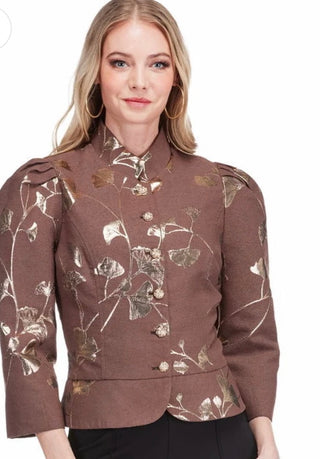 Jade Autumn Gold Stand up Collar Jacket