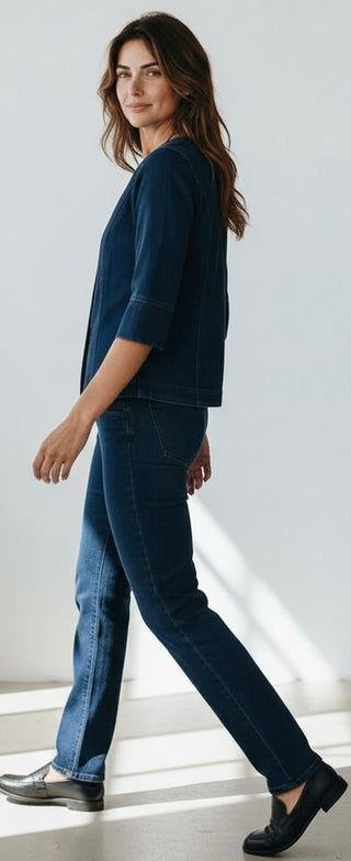 FDJ 3/4 sleeve dark wash shirt jacket