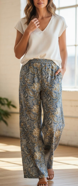 Sister Mary grey block Pull on ankle pant