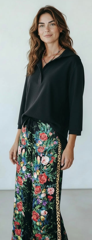 Aratta Zinnia Black floral Pant