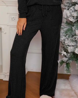 Black corded pull on pant