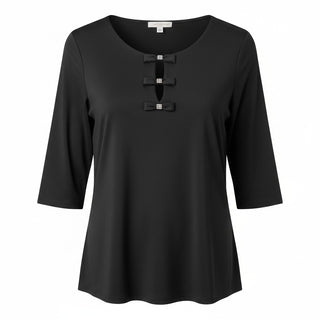 LuLu B 3/4 Sleeve Top Black Rhinestone