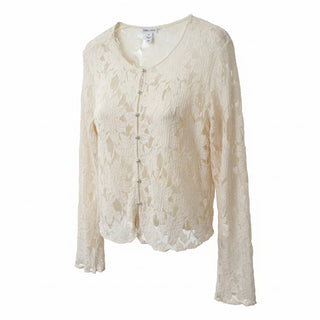 Tribal Button Front Lace Cream