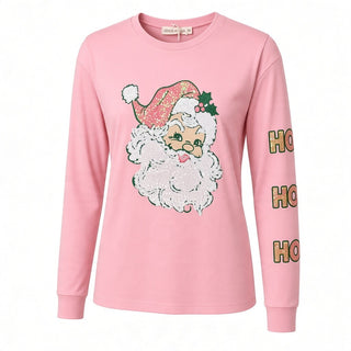 Santa Patch Pink with sparkle Christmas tee