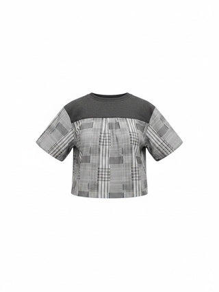 Elan Grey Plaid Top