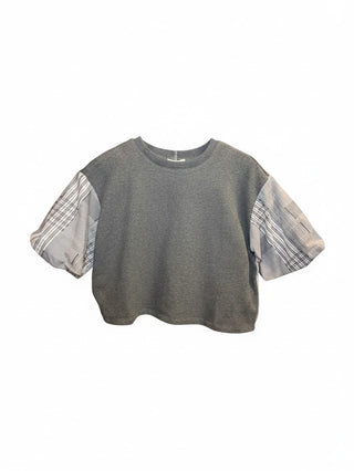Elan Grey Plaid Top