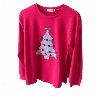 Christmas Hot Pink Sequin Tree Sweatshirt