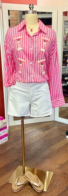 Pink and White Stripe Cocktail shirt
