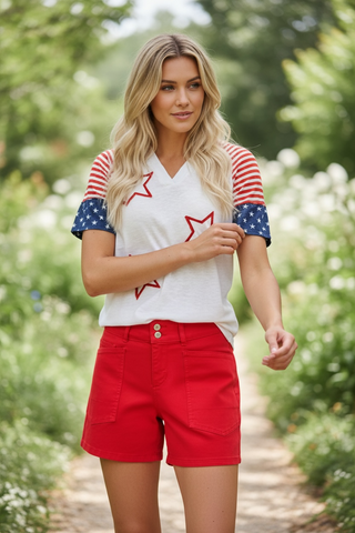 Star Detail flag inspired short sleeve top