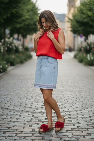 Kut tomato red Joanne sleeveless top