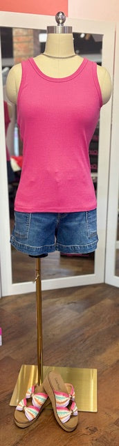 Charlie B Rib Tank Fuchsia
