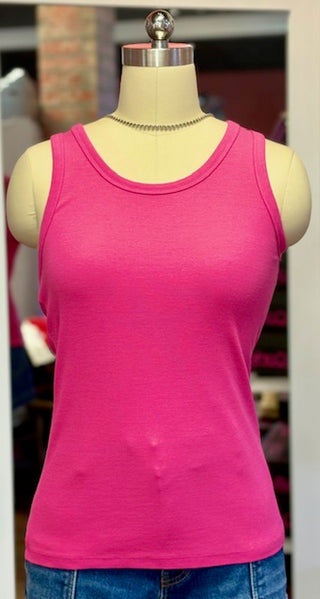Charlie B Rib Tank Fuchsia