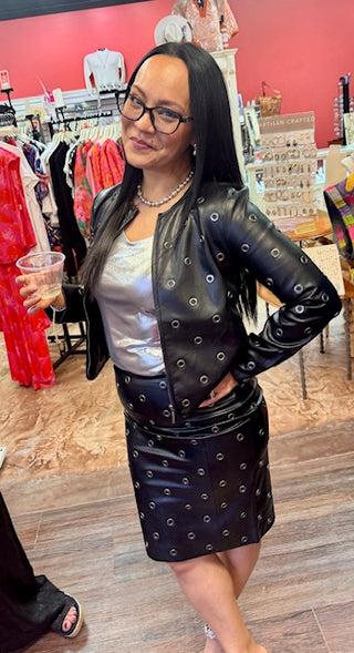 Lysse Grommet Leather Skirt