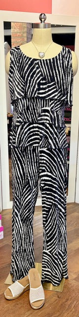 Orly Blue White Pleated Pant
