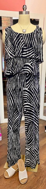 Orly Blue White Pleated Top