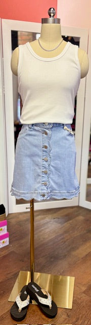 Charlie B Scallop Hem Light blue skort