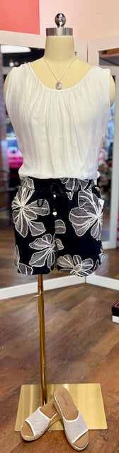 Tribal Black Short White Floral