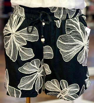 Tribal Black Short White Floral