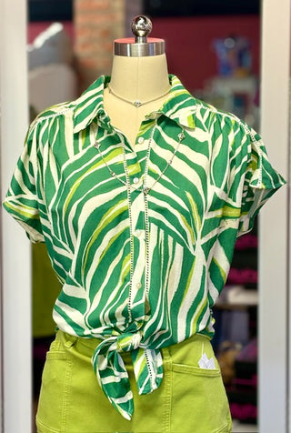 Tribal Tie Front Top Grass