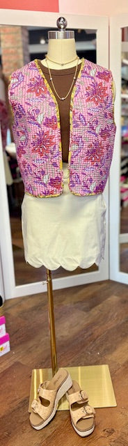 Tribal Reversible Vest Rose Silk