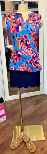 Tribal V-Neck Frill Turk Sea